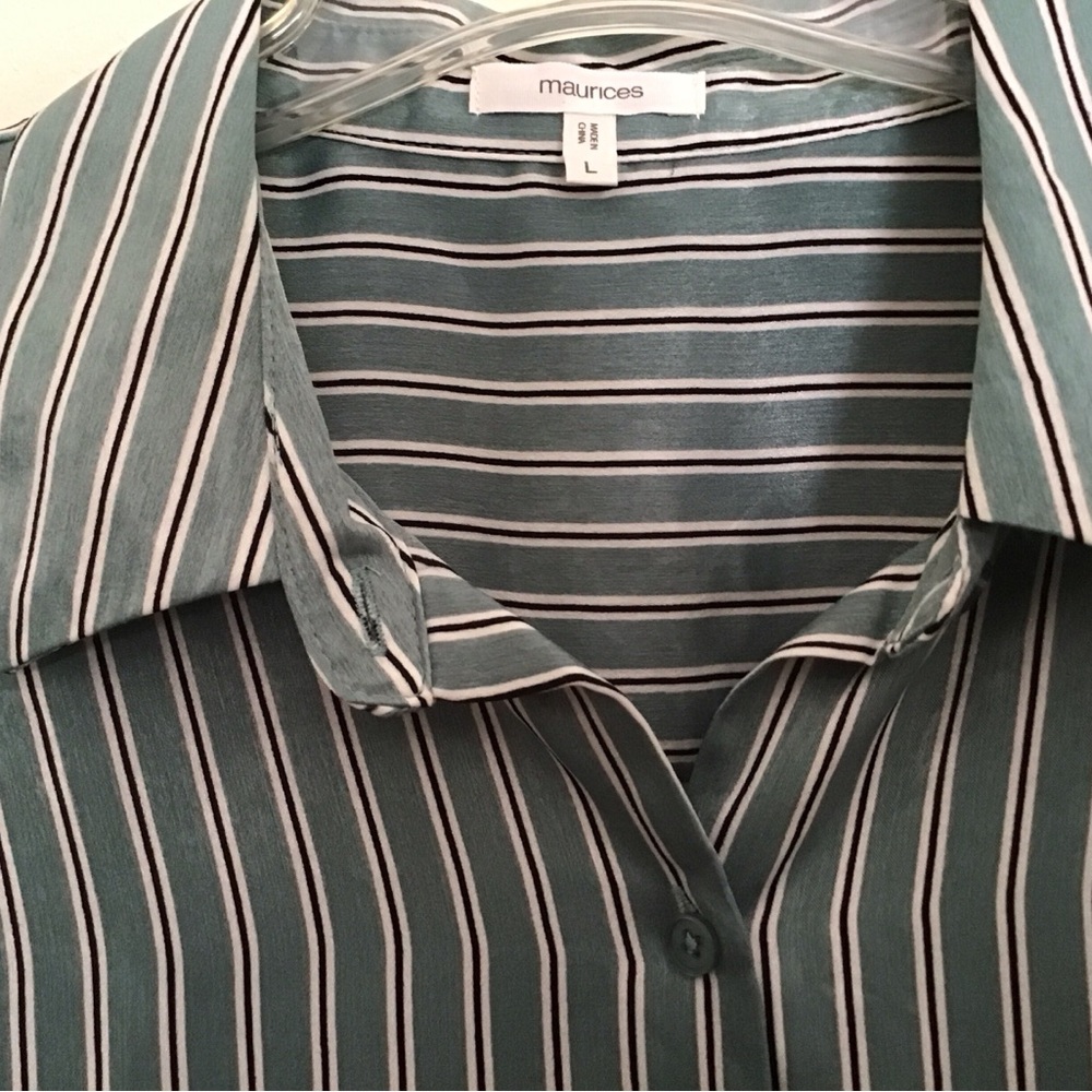 Maurices Teal Green Stripe Button Up Shirt